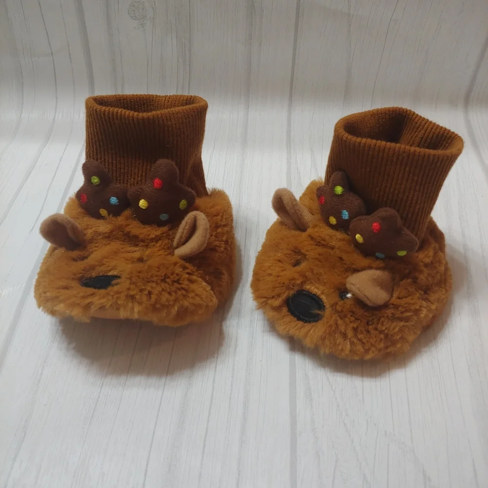 Baby Ganz Deer Booties, Size 0-6 Months, Brown 🦌